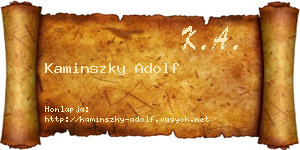 Kaminszky Adolf névjegykártya
